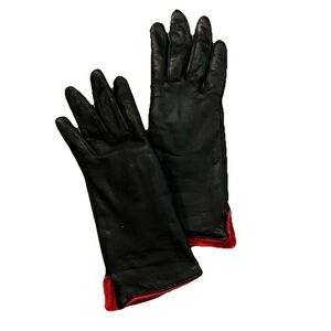 Vintage Black Re Soft Leather Gloves Fully Lined Women's Fall Winter Small